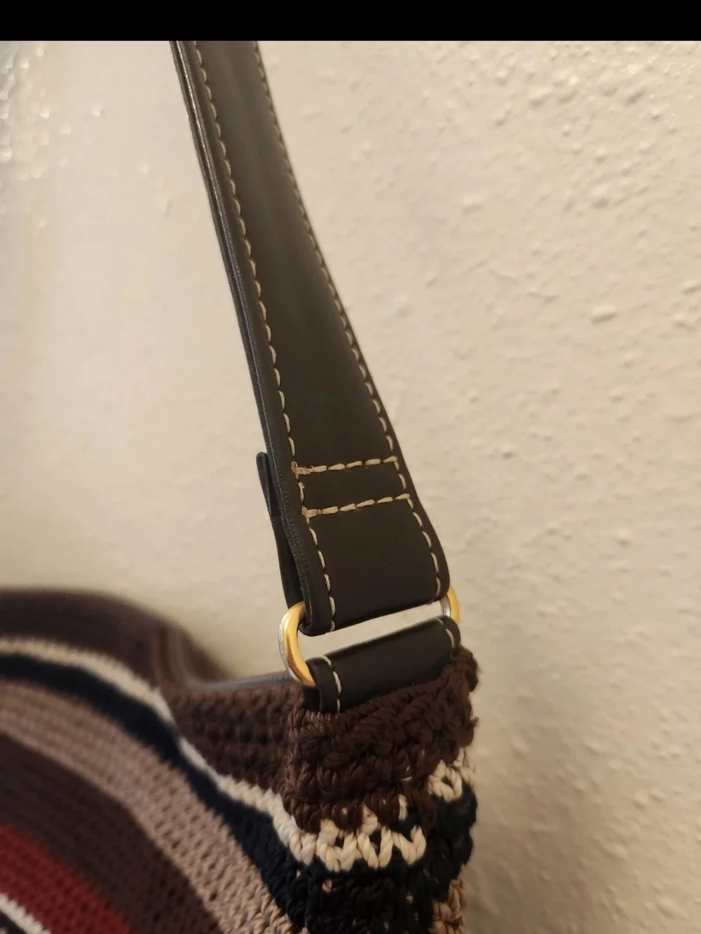 The Sak Vintage Woven Hobo Shoulder Bag in Brown & Maroon Stripes